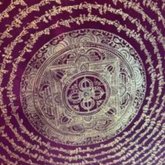 Sacred Gold Painted Tibetan Mandala of Mantra of Wealth and fortune. - Picture 4 of 8